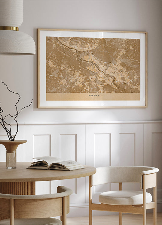 Sepia vintage mapa Brém Německo (NOVINKA)