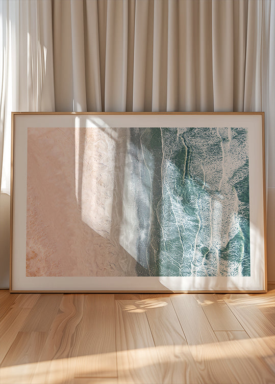 Růžové a modré pobřežní plakát