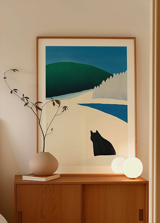 Černá kočka putování plakát