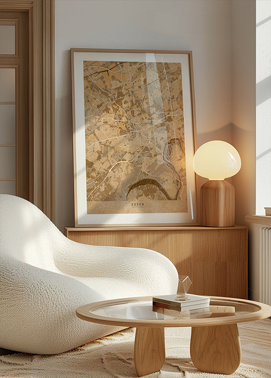 Sepia vintage mapa centra Frankfurtu v Německu (NOVINKA)