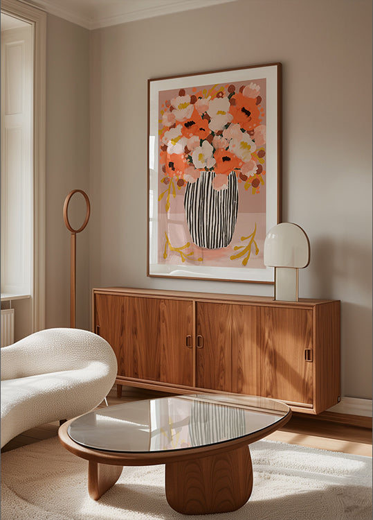 Pruhovaná váza kvete plakát