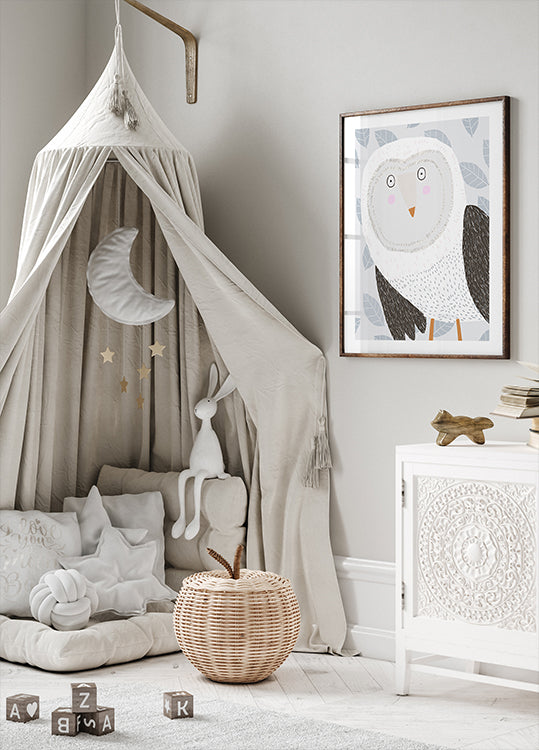 Legrační zimní sova se vzorem šedého listu od umělkyně Carla Daly (NOVINKA)