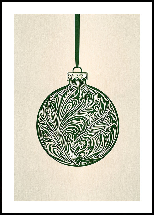 Olive Green Christmas Bauble Plakat - Posterbox