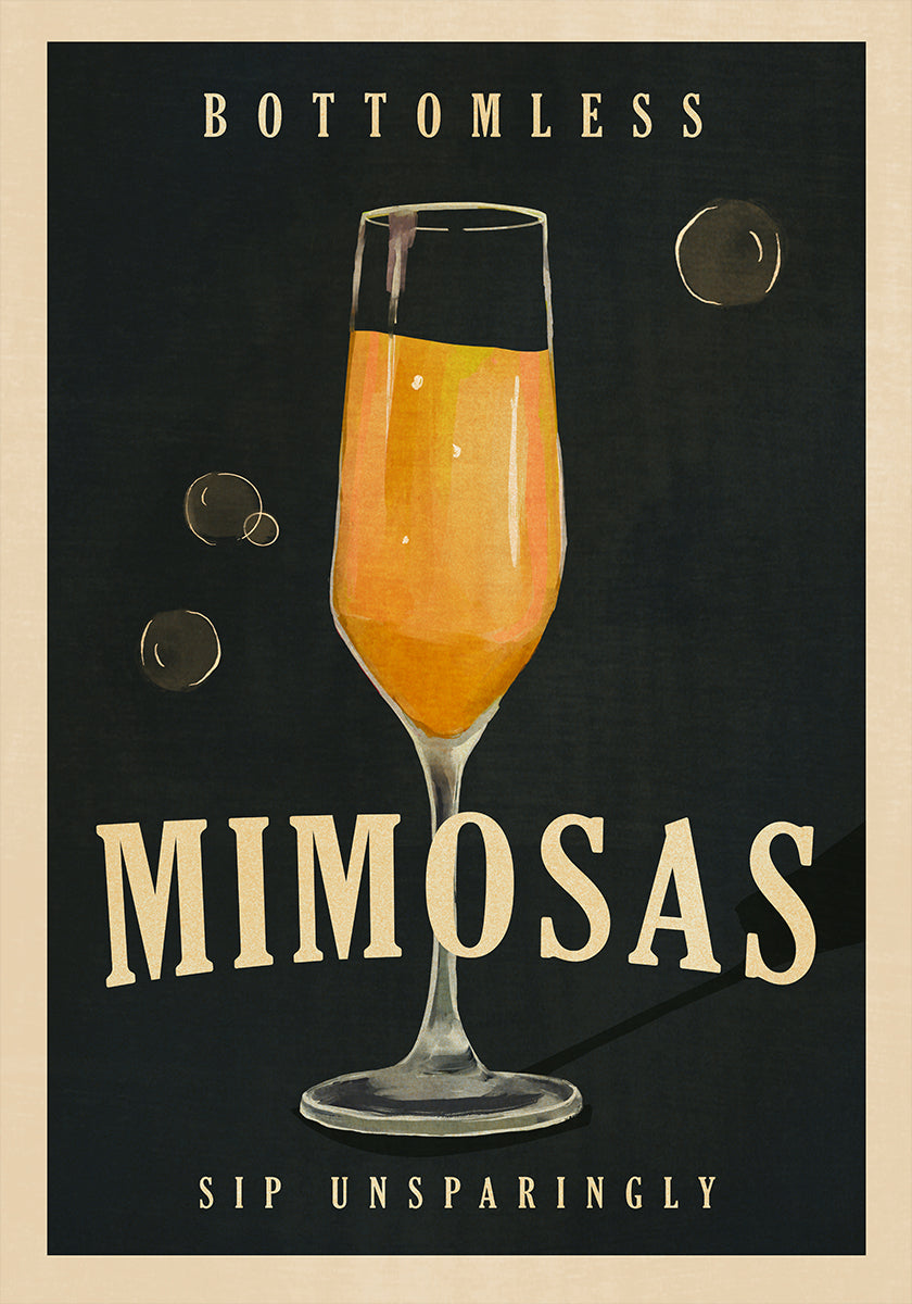Bezedné mimózy Art Deco Cocktail Bar Art Plakát