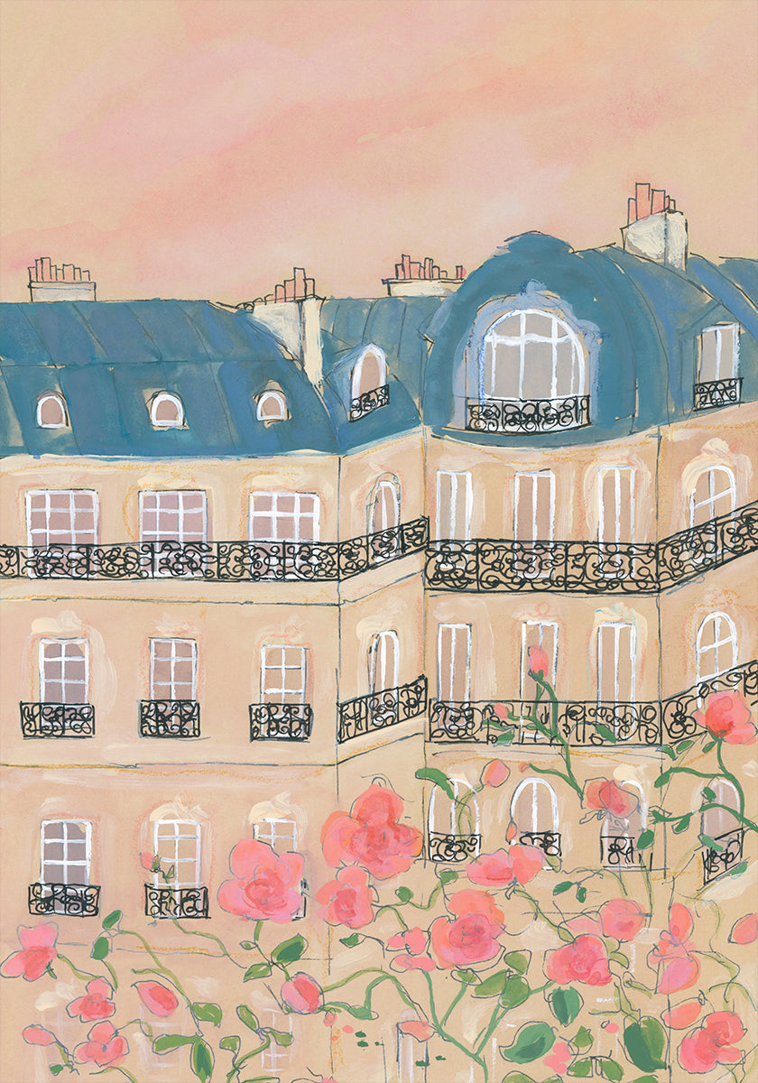 Západ Slunce Nad Pařížské Budovy Plakát