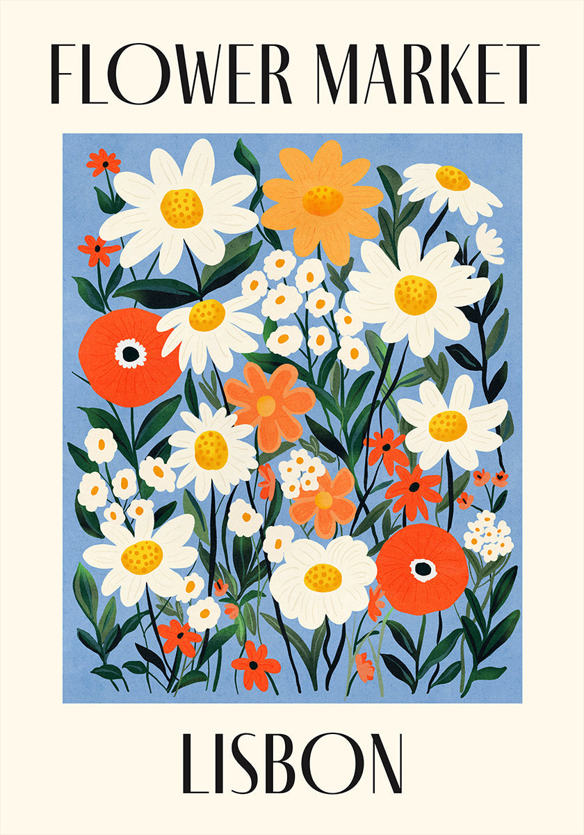Květinový trh Lisabon Portugalsko Plakát
