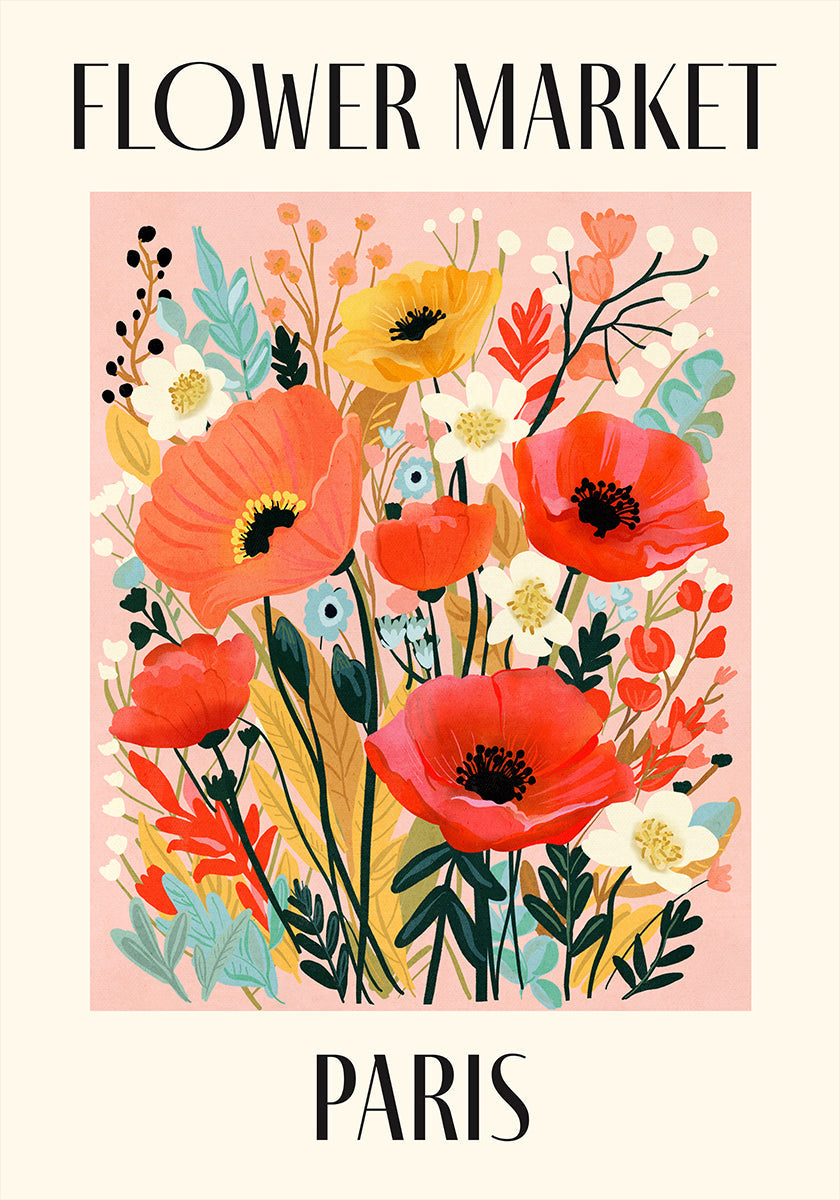 Květinový trh Paříž Francie plakát