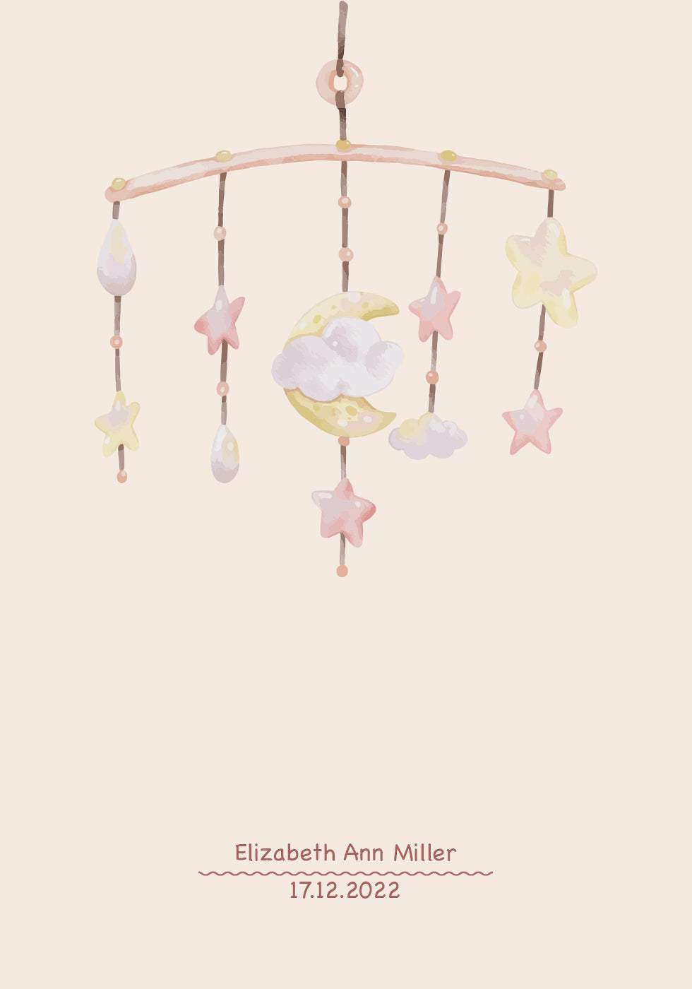 Baby Mobile, Pastel Nursery Personalized Plakat - Posterbox.dk