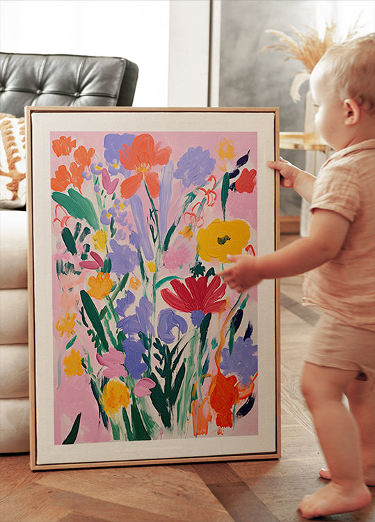 Odvážná kytice divokých květin Expresivní květinový plakát - Posterbox.dk