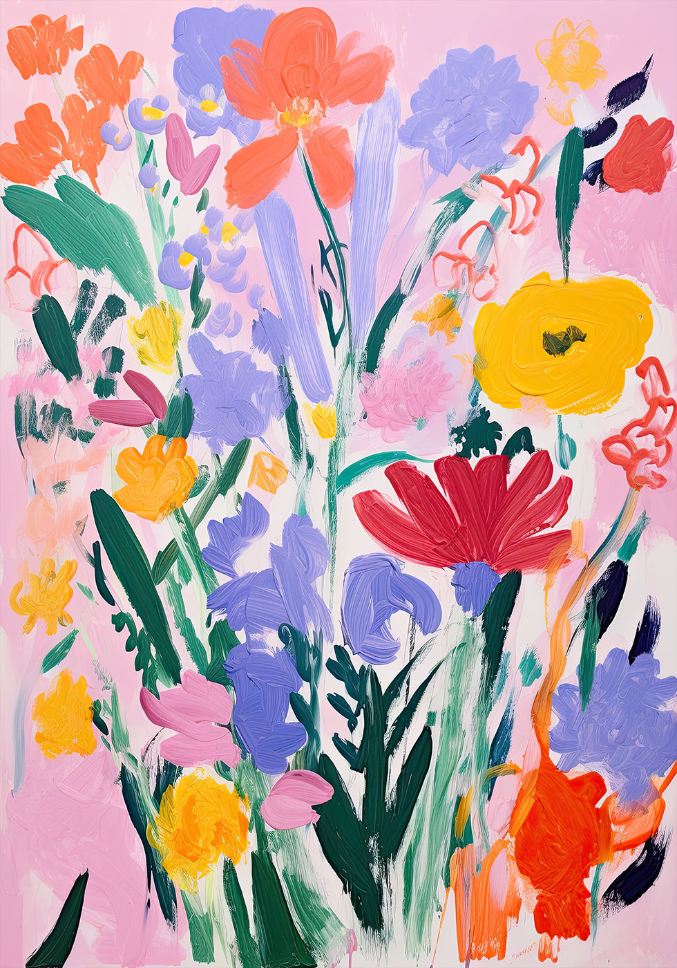 Odvážná kytice divokých květin Expresivní květinový plakát - Posterbox.dk