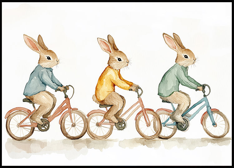 Bunny Bicycle Trio Plakat - Posterbox.dk