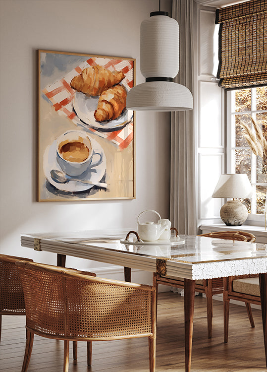 Croissants and Espresso, Café Breakfast, French-italian Brunch Plakat - Posterbox.dk