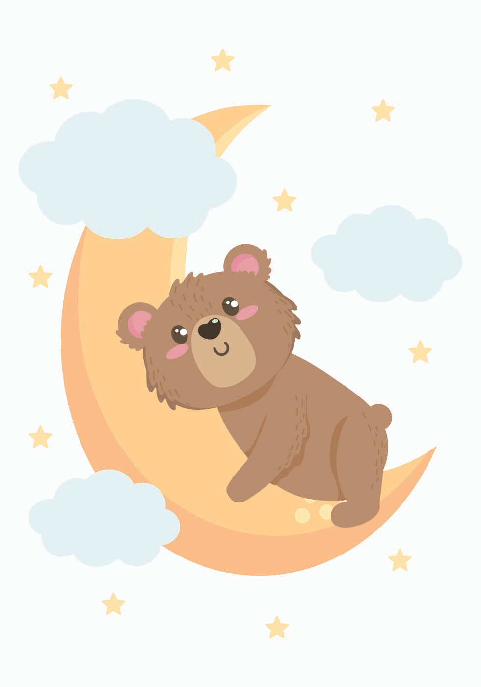 Cute Teddy Bear Moon Plakat - Posterbox.dk