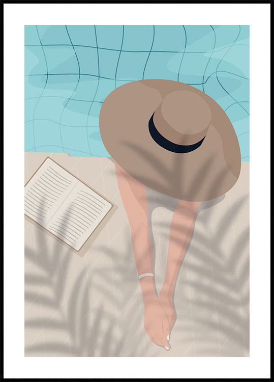 Enjoy the Moment 2, Summer Poolside with Book and Hat Plakat - Posterbox