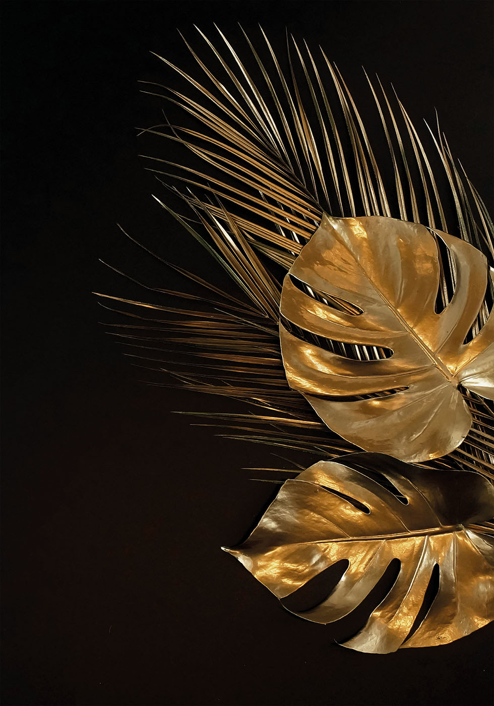 Golden Monstera & Palm Leaf №1 Plakat - Posterbox.dk