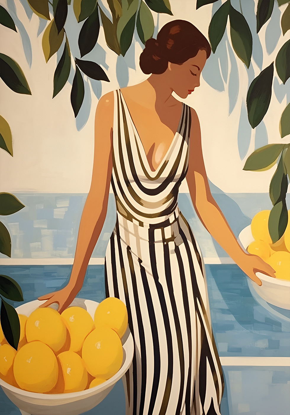 Lemon Lady, Striped Dress, Coastal Glamour Plakat - Posterbox.dk