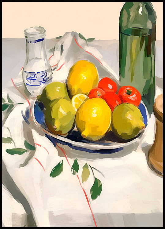 Lemons and Tomatoes, rustic kitchen still life Plakat - Posterbox.dk