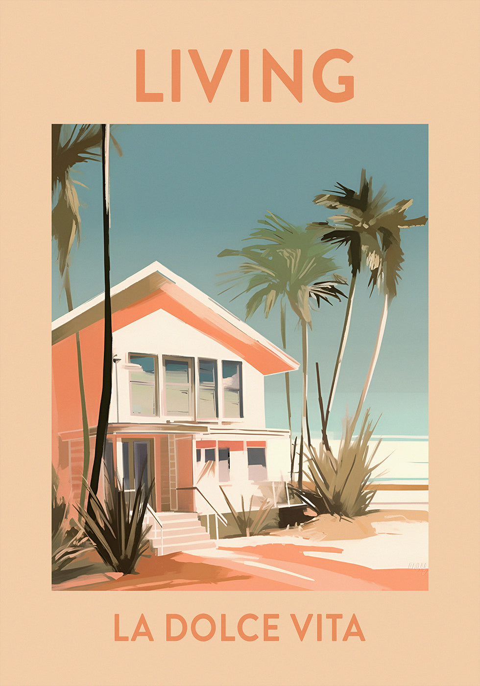 Living La Dolce Vita, retro beach house Plakat - Posterbox.dk