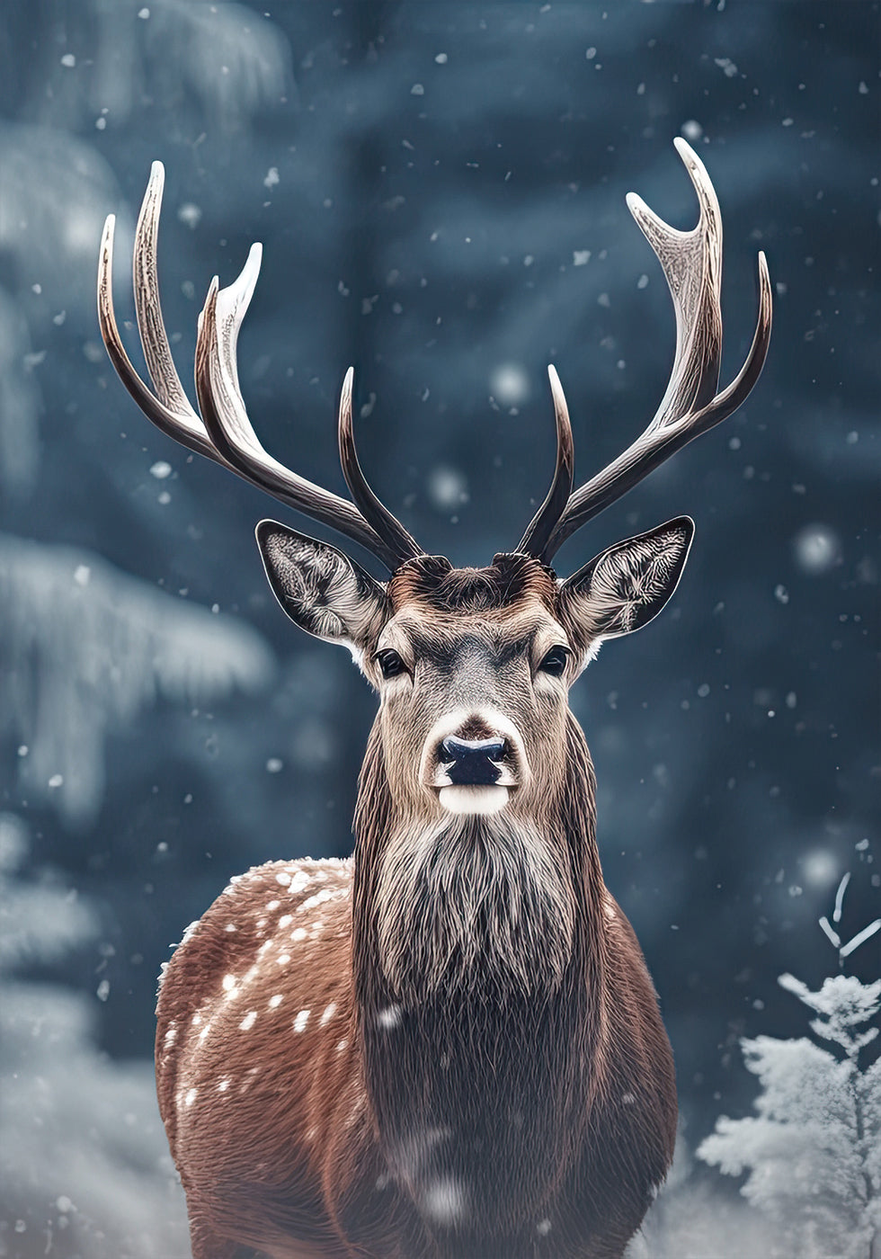 Majestic Winter Deer Plakat - Posterbox.dk