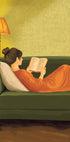 Minimalist Green Portrait Woman Reading | Earth Tones | Vintage European | Bedroom Wall Decor | Female Abstract Print | Book Lover | Emerald - Posterbox