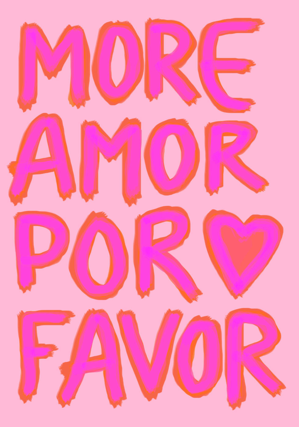 More Amor Por Favor, Pink Neon Love Plakat - Posterbox.dk