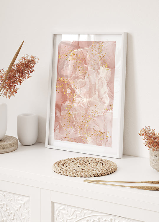 Pink Marble with Gold Plakat - Posterbox.dk