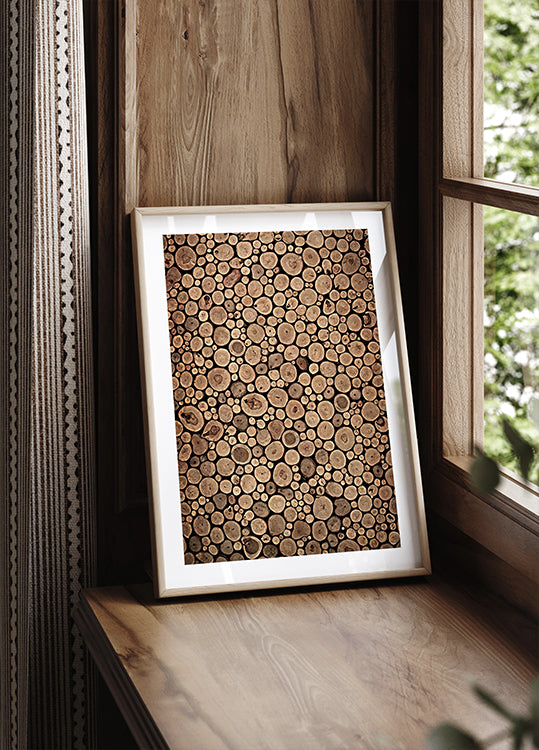 Rustic Wood Log Pattern Plakat - Posterbox.dk