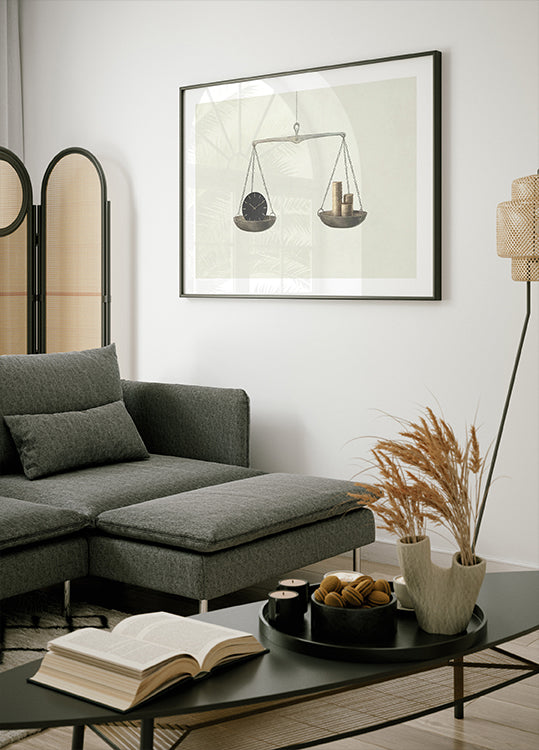 Time or Money, surreal balance scale Plakat - Posterbox.dk