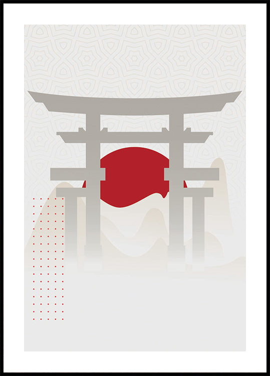 Torii Gate Red Sun Plakat - Posterbox