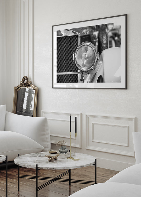 Vintage Elegance, Classic Car Headlamp Plakat - Posterbox.dk