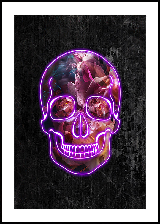 Neon Halloween Skull Plakat - Posterbox