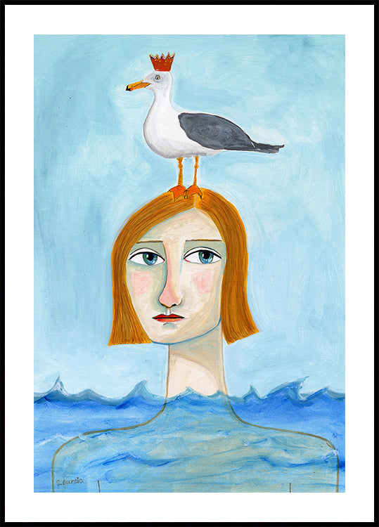 Nude Lady in Ocean with Seagull (NEW) - Posterbox