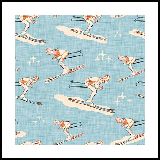 Winter Sports   Retro Vintage Ski Blue Plakat - Posterbox