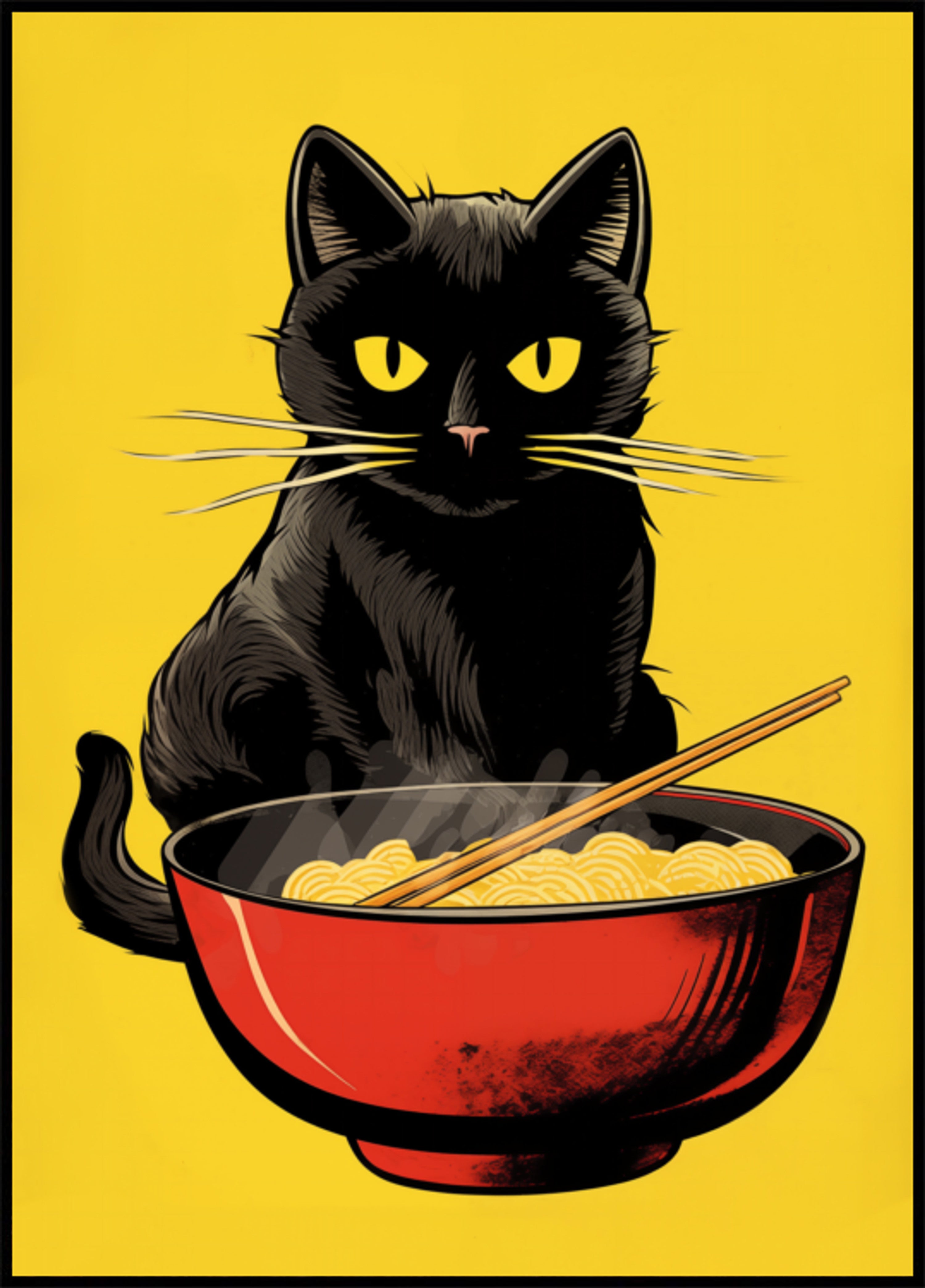 Černá kočka Ramen mísa