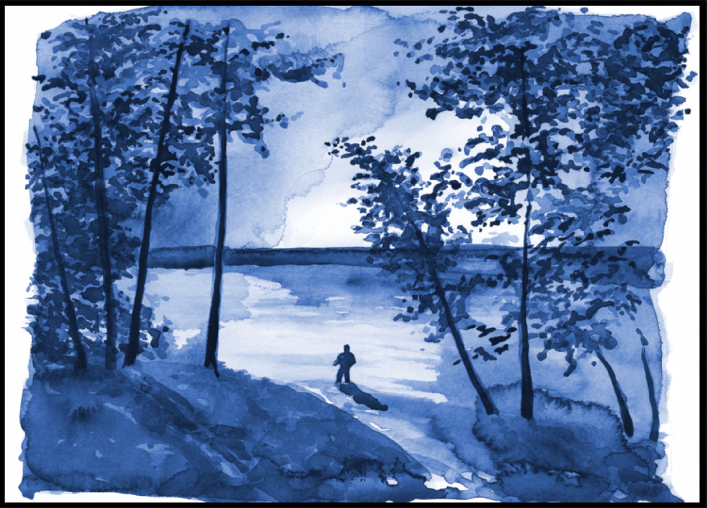 Samota u jezera Blue Forest