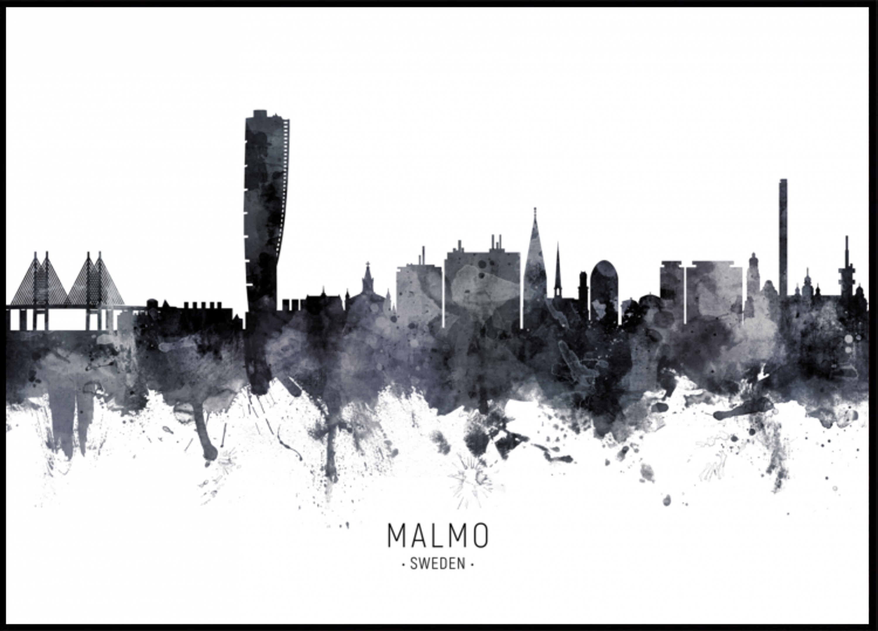 Malmö Skyline akvarel