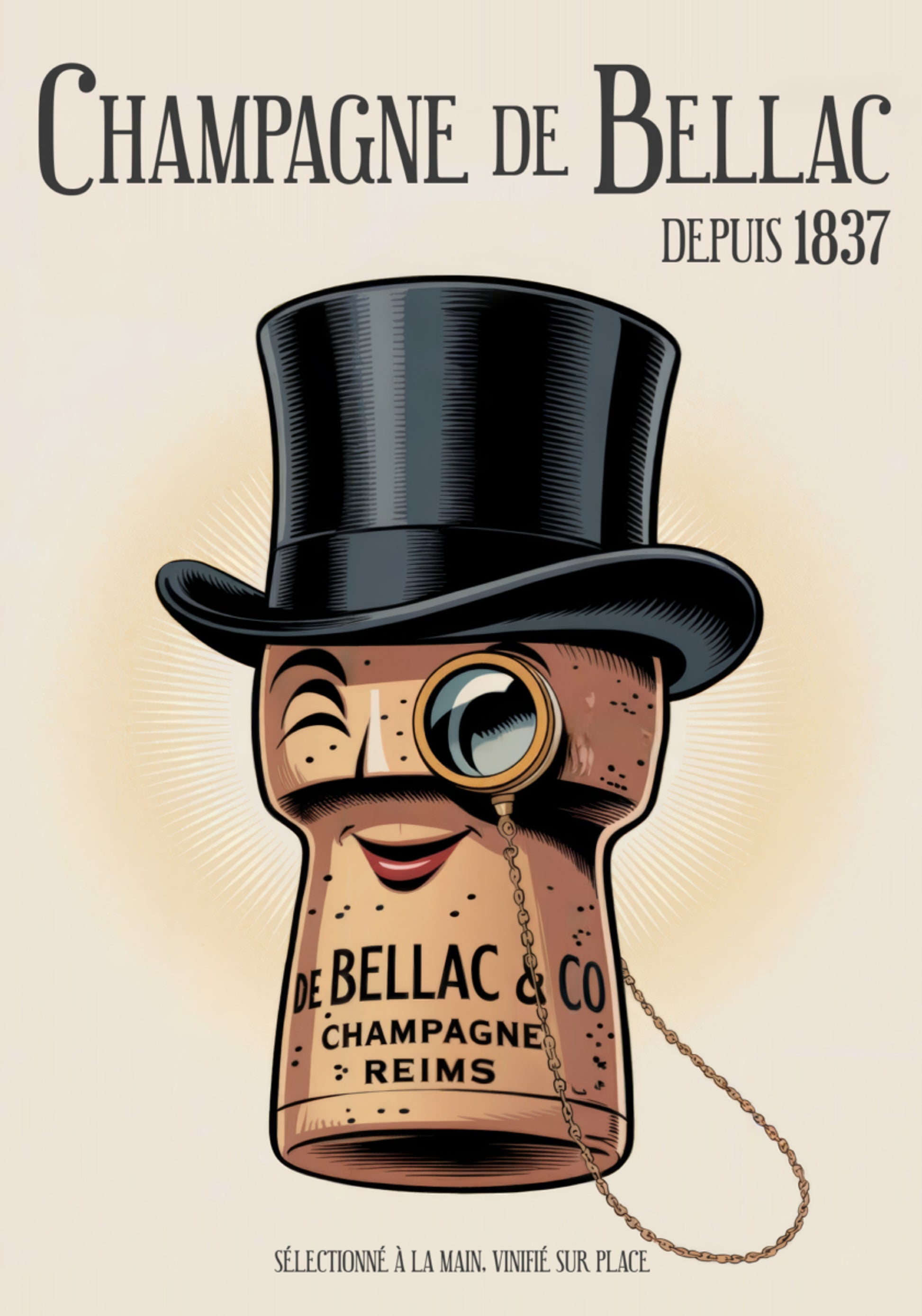 Elegantní champagne korková postava