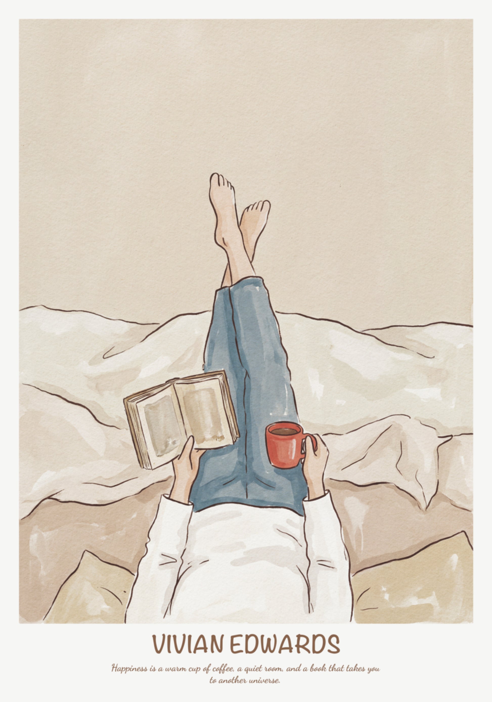 Káva a čteníIlustrace