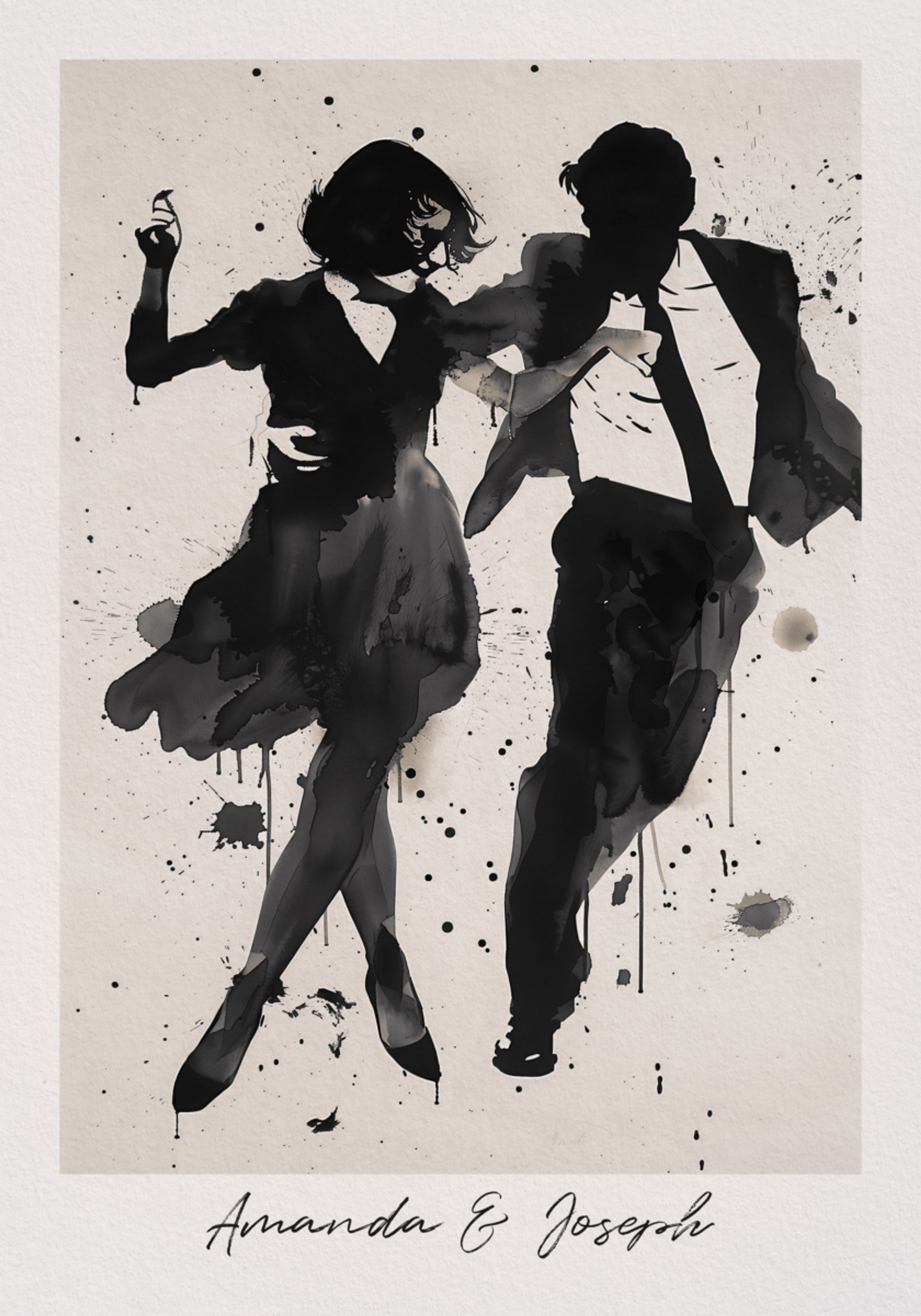 Silueta tanečního páru Ink Art