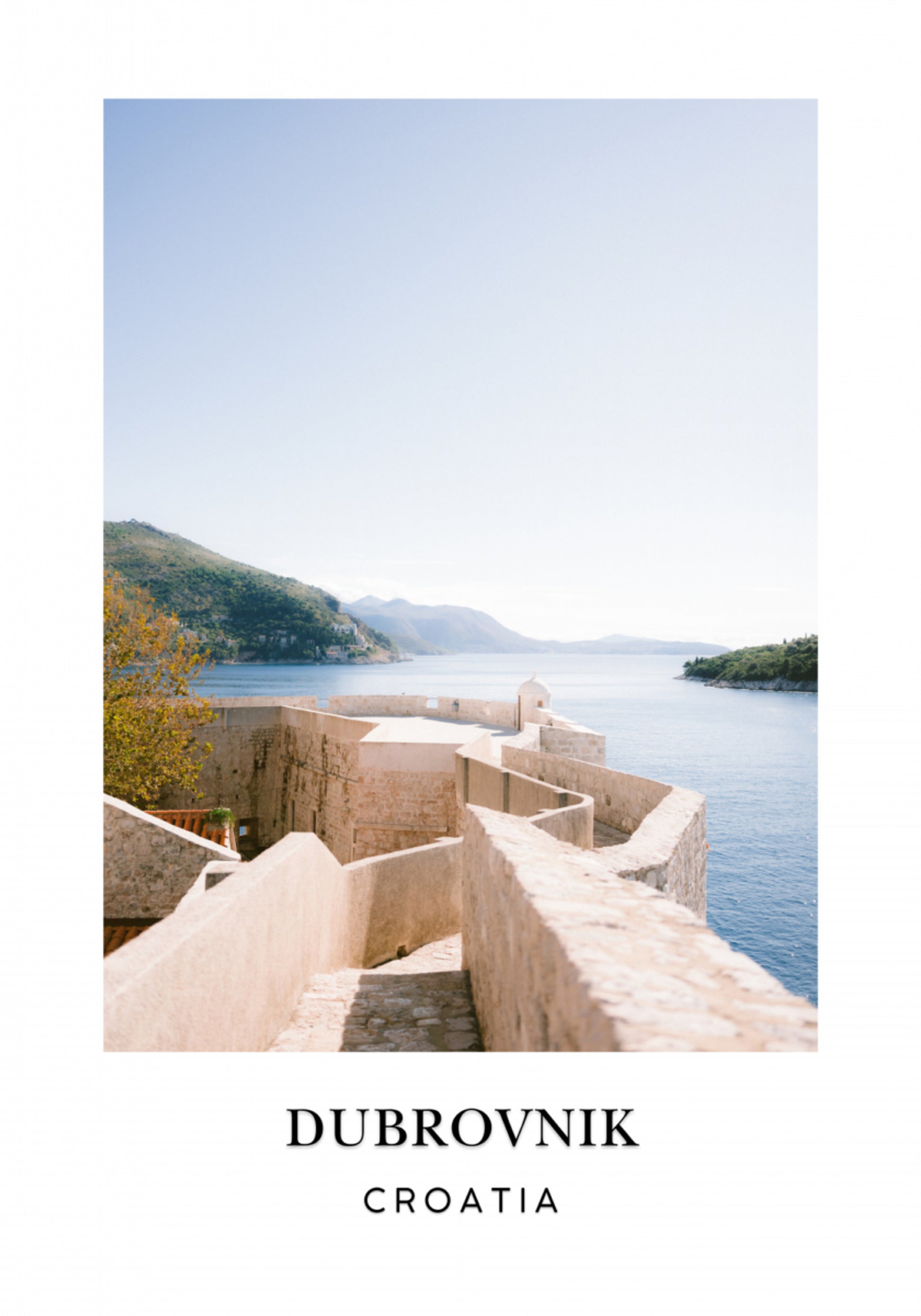 Zeď Dubrovníku Chorvatsko Cestovní plakát