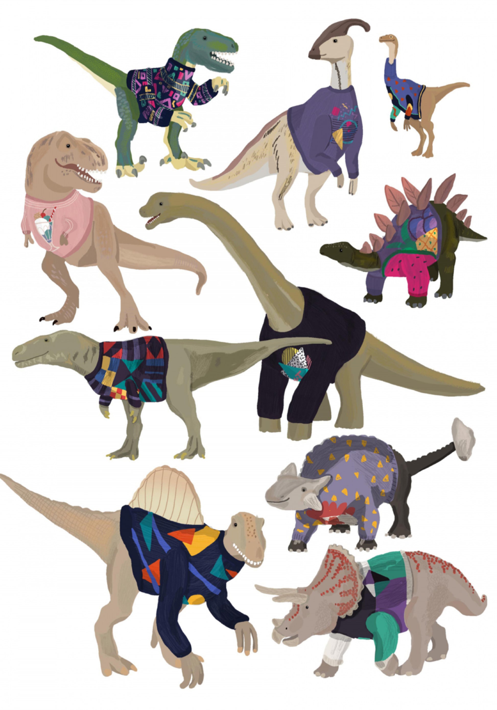 Nápadité svetry s dinosaury