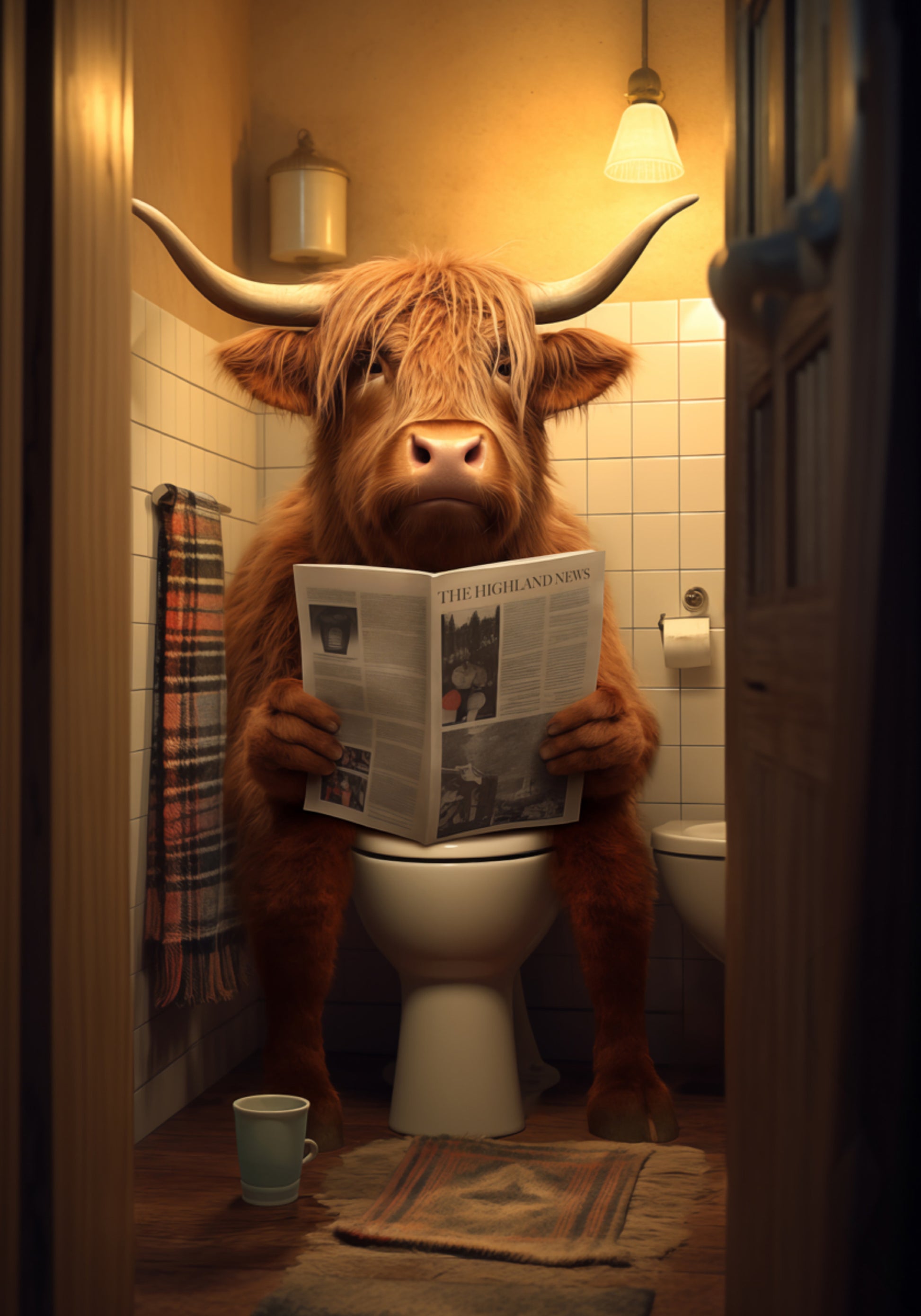 Highland Cow čte zprávy