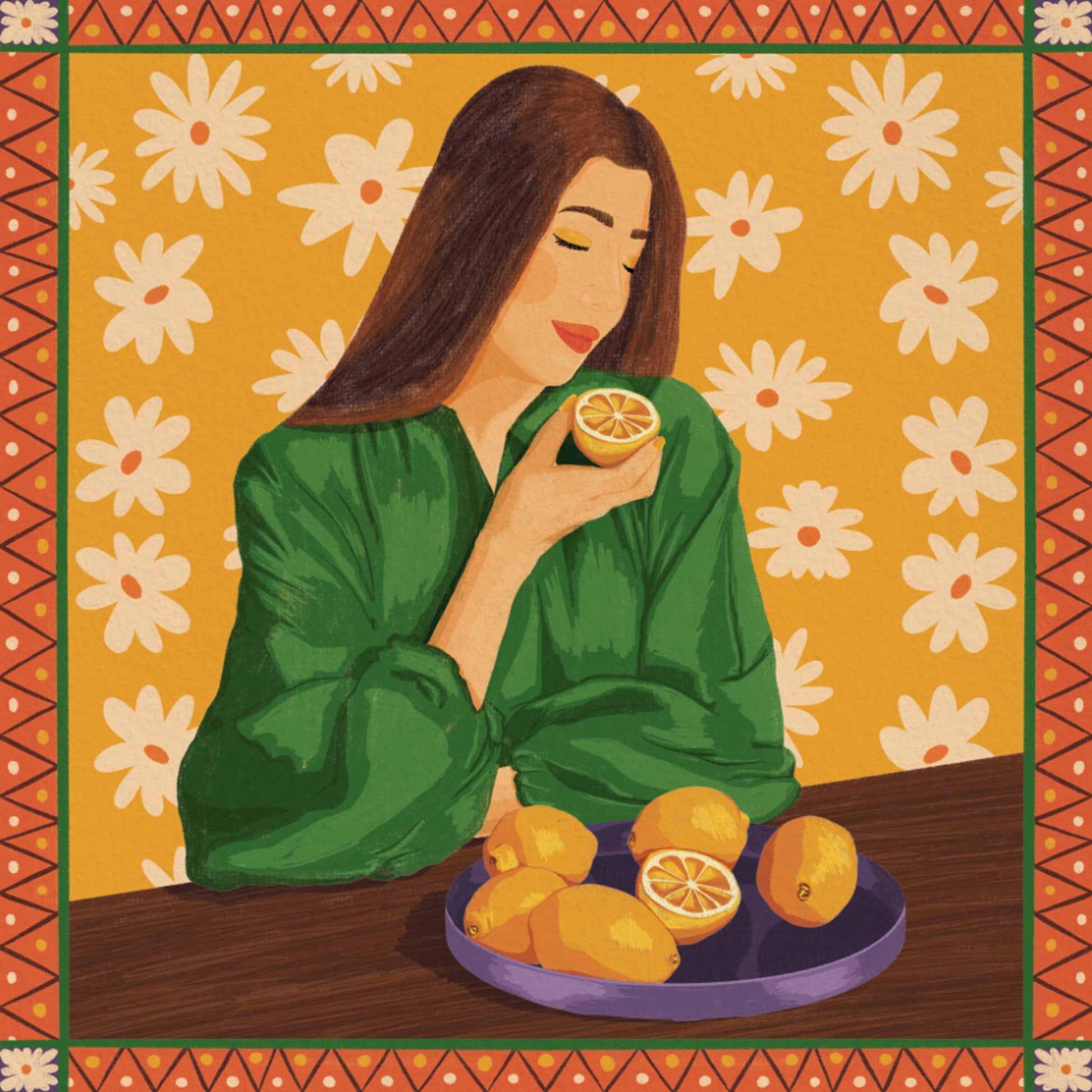 Boho citronová dívka