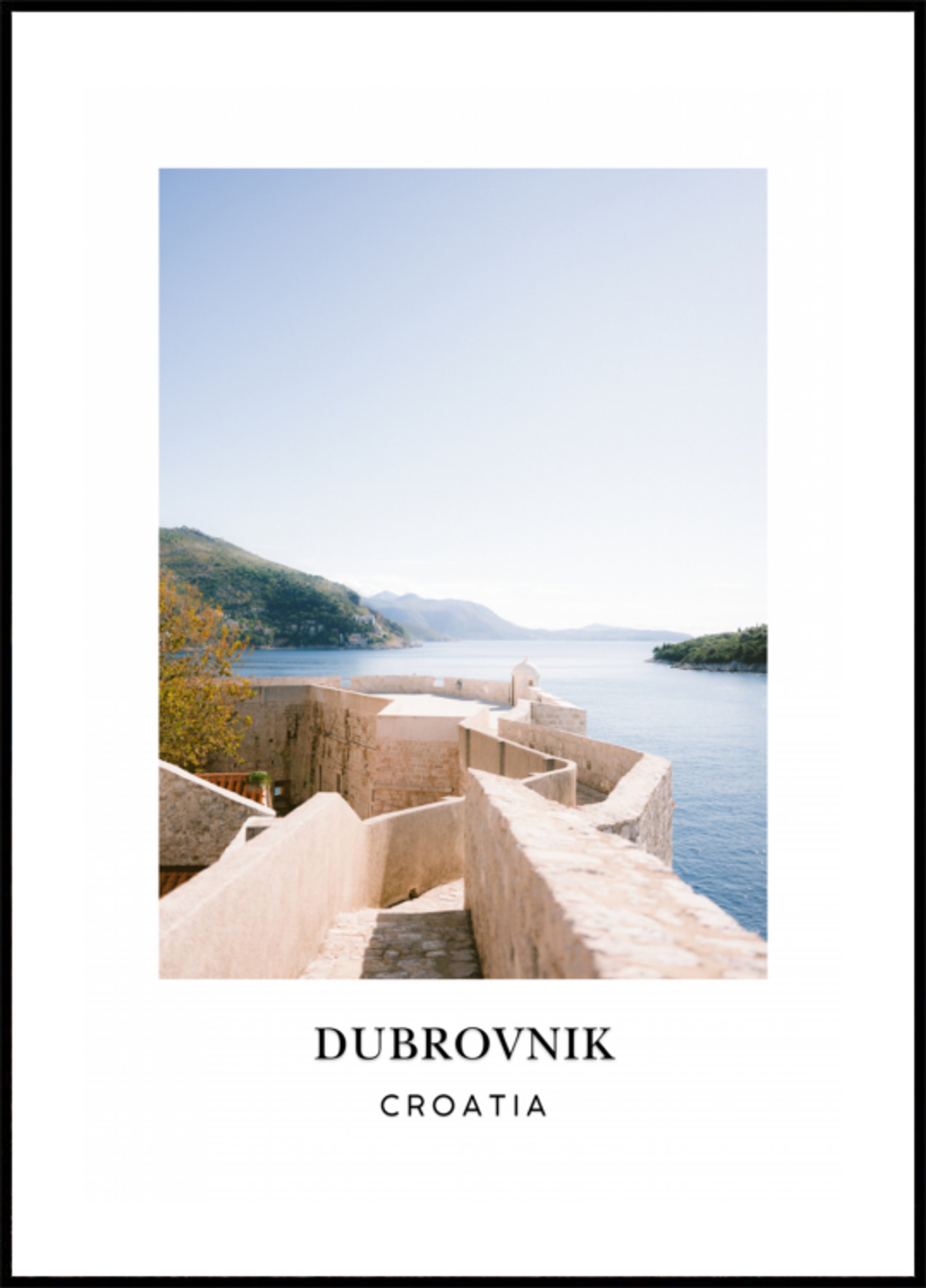 Zeď Dubrovníku Chorvatsko Cestovní plakát