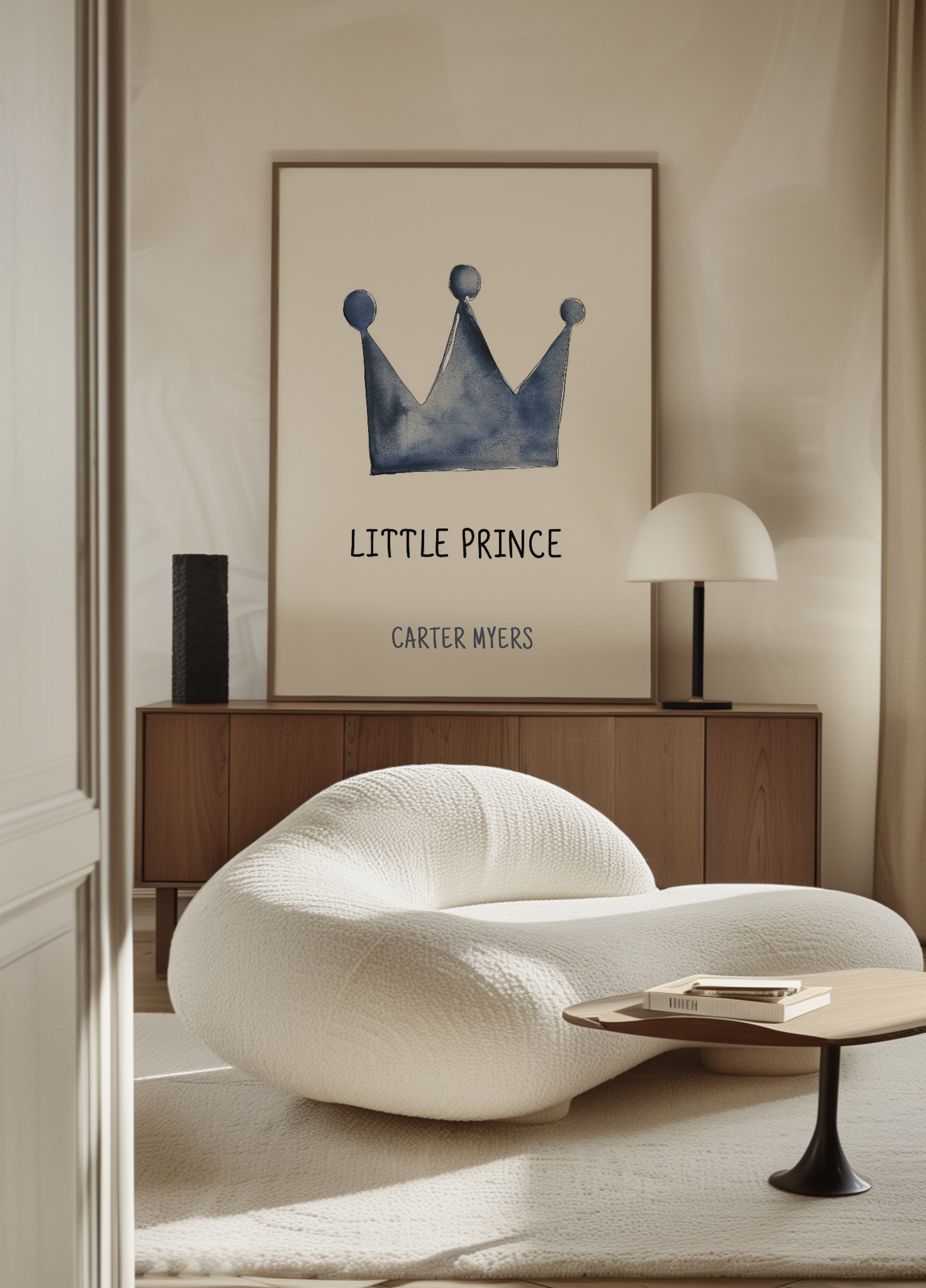 Minimalistická modrá koruna Malý princ Wall Art