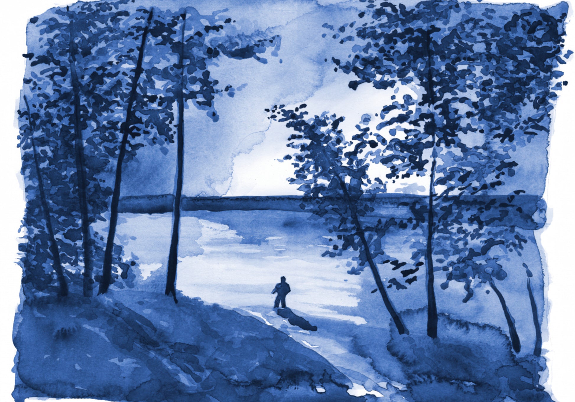 Samota u jezera Blue Forest