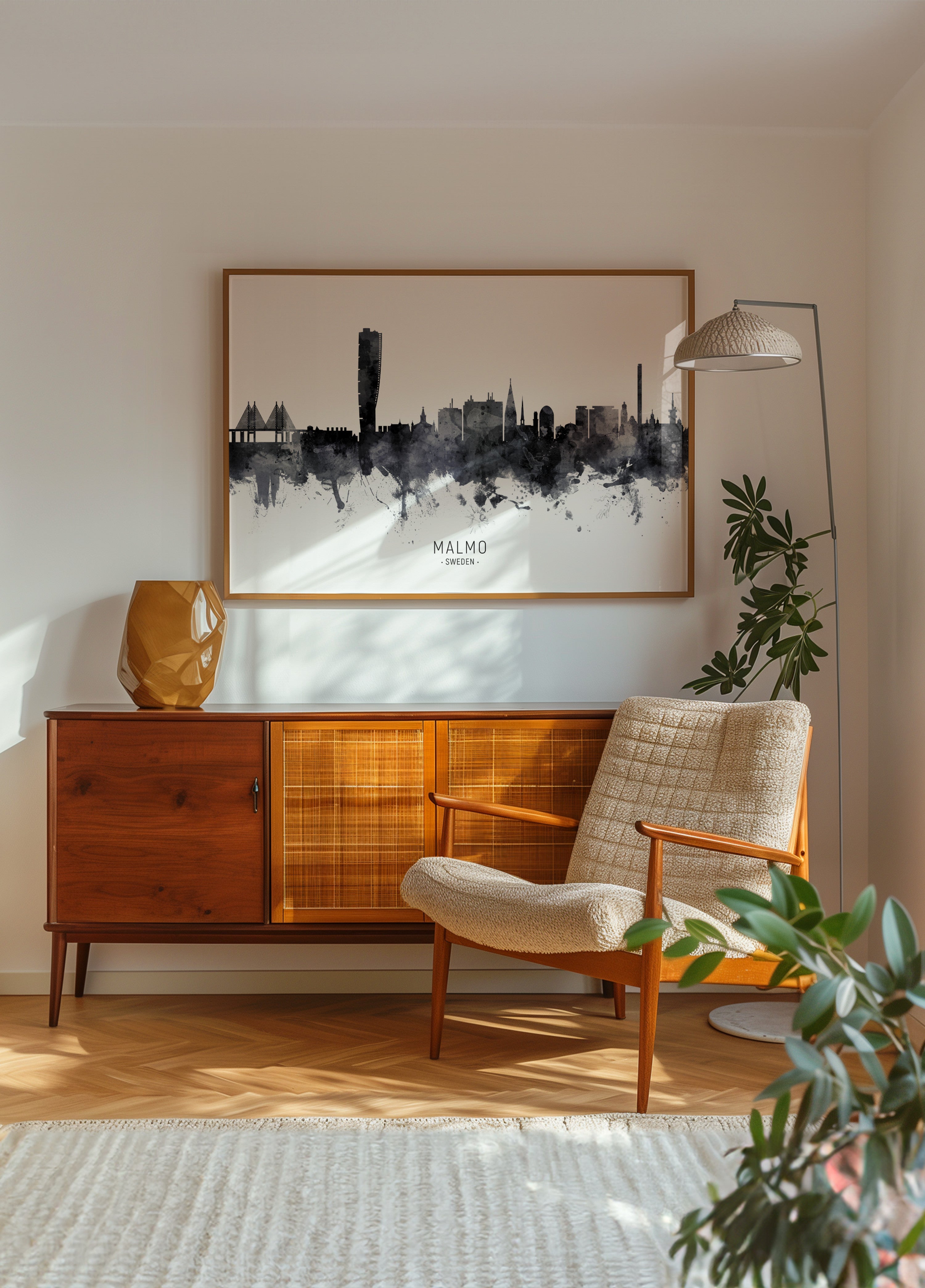 Malmö Skyline akvarel