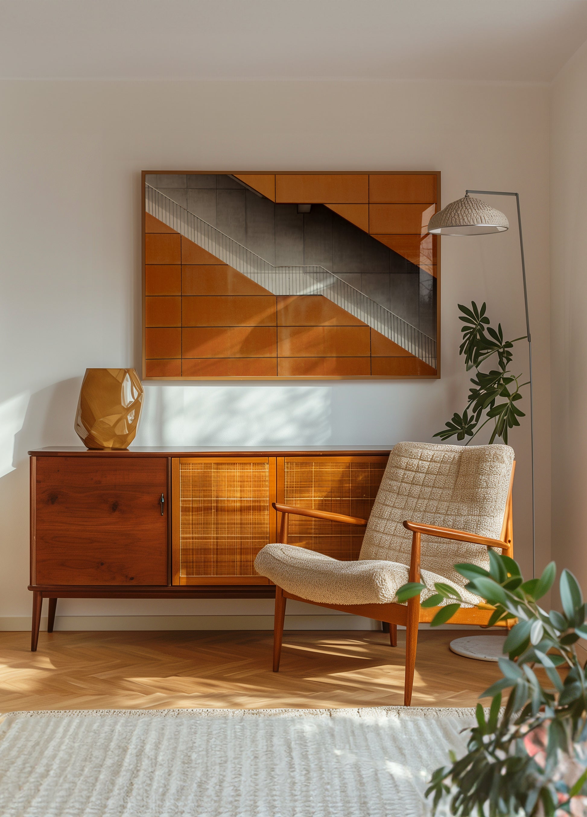 Oranžové diagonální schodiště