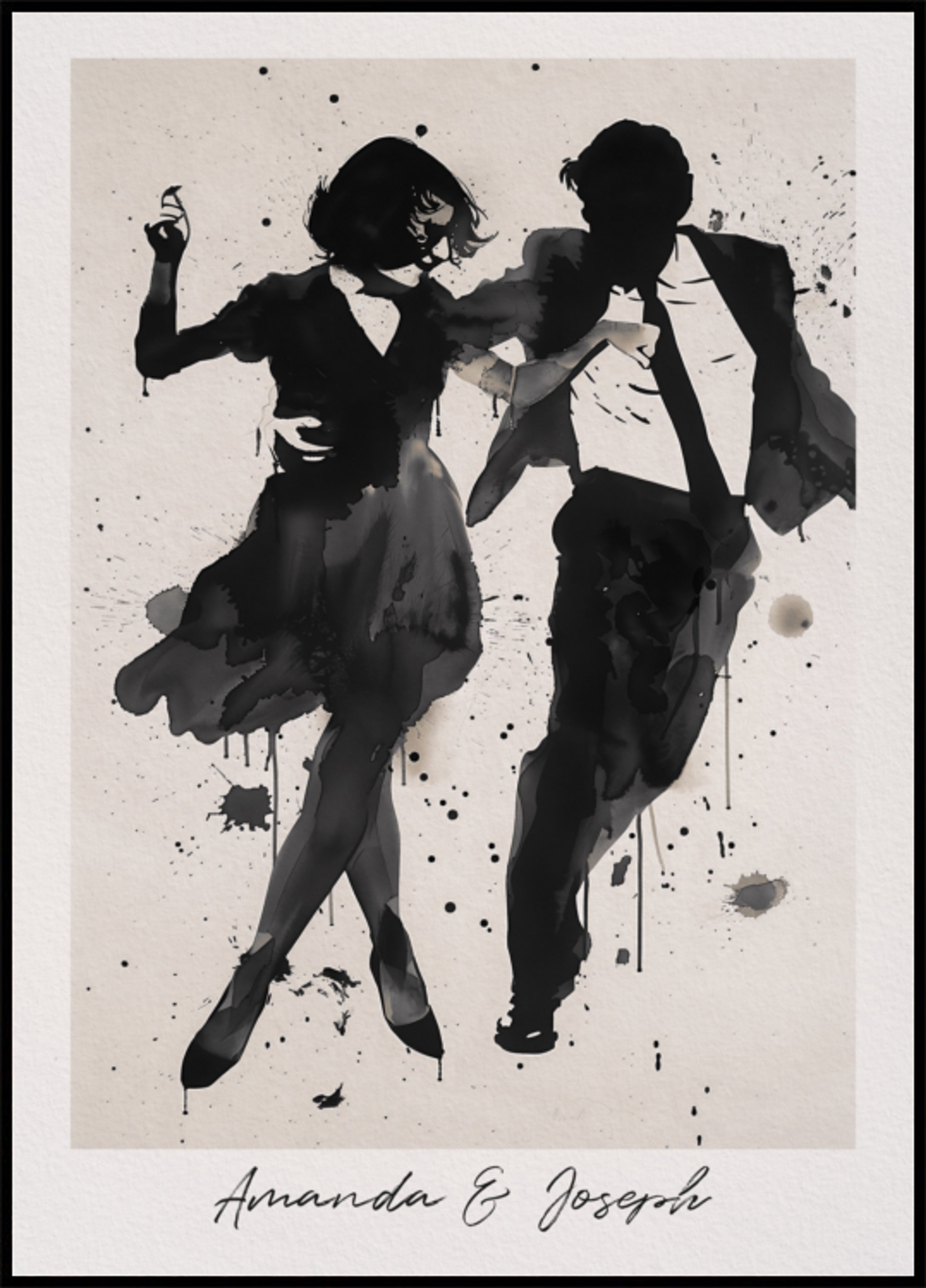 Silueta tanečního páru Ink Art