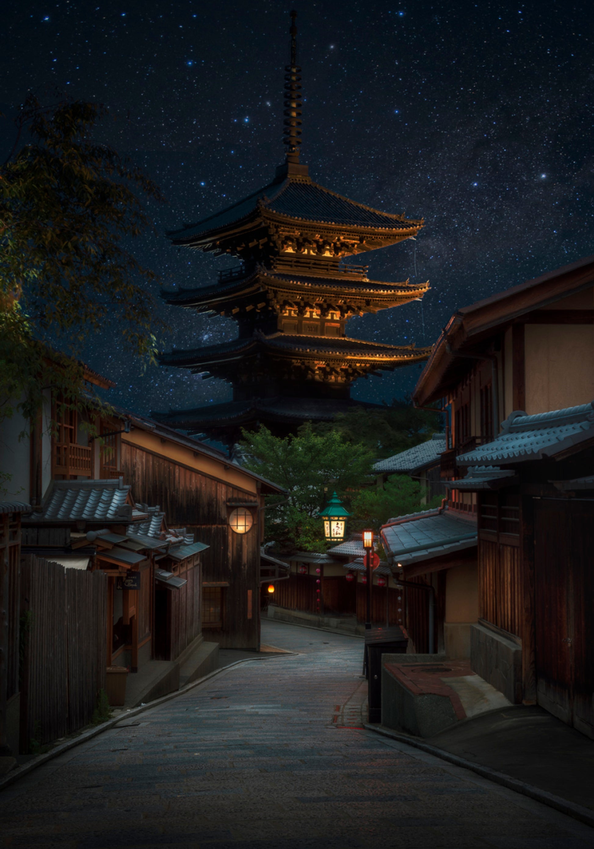 Kjótská pagoda hvězdná noc